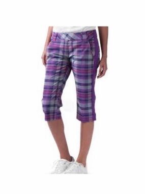 Oakley Purple Plaid Capri Pants with Side Panel
